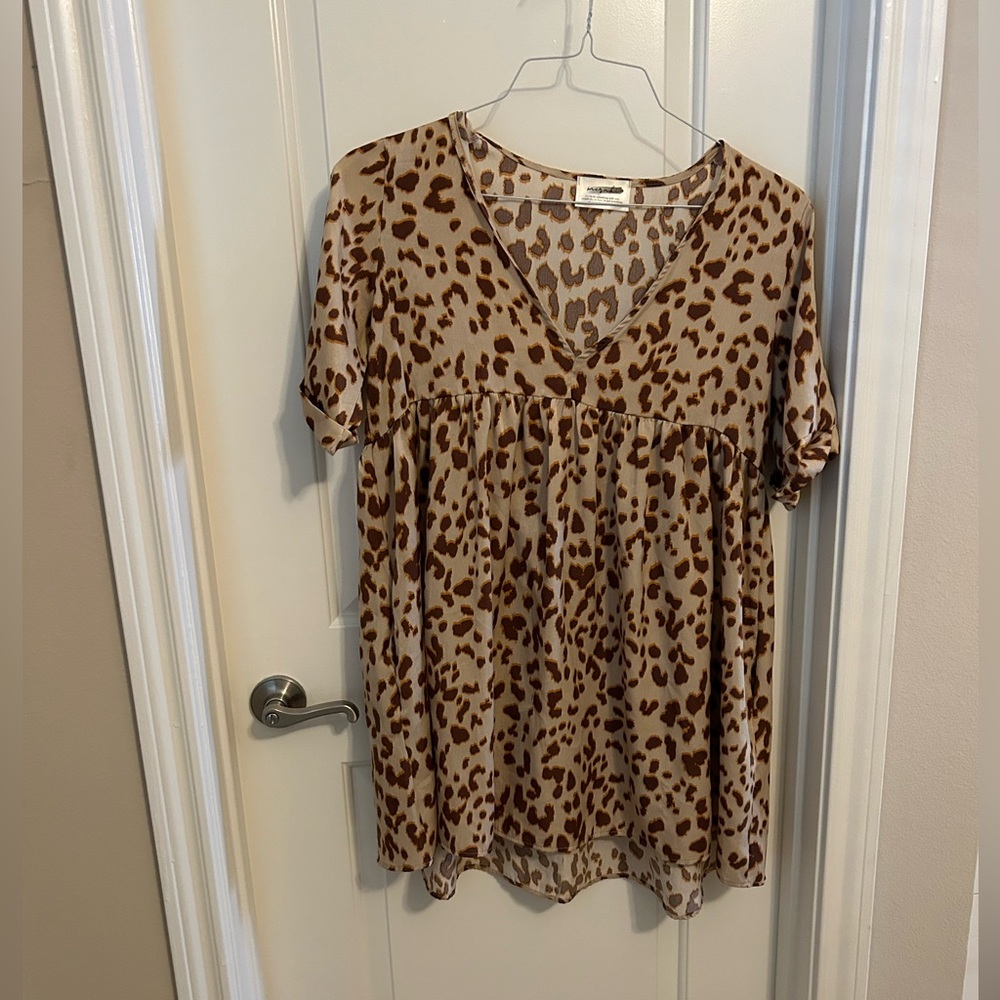 Cheetah print baby doll dress